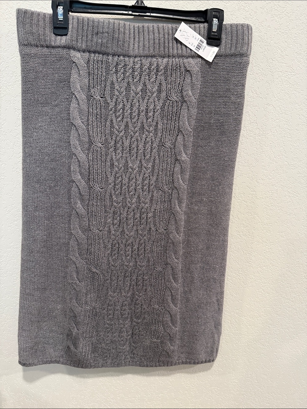 New York & Company Gray Cable-Knit Midi Skirt
